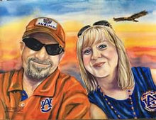 Load image into Gallery viewer, 9x12, watercolor, 2 faces, simple background