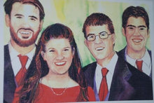 Load image into Gallery viewer, 9x12, watercolor, group of faces, simple background