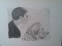 Load image into Gallery viewer, 16x20, pencil drawing, 2 figures, simple background