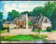 Load image into Gallery viewer, 36x24, house, custom painting, watercolor, house portrait, from photo
