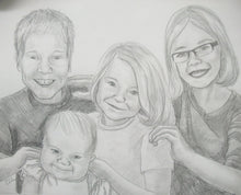 Load image into Gallery viewer, 16x20, pencil drawing, group of faces