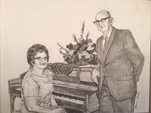 Load image into Gallery viewer, 9x12, pencil drawing, 2 figures, simple background