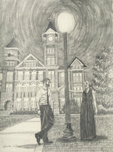 Load image into Gallery viewer, 11x14, pencil drawing, 2 figures, detailed background