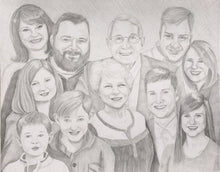 Load image into Gallery viewer, 16x20, pencil drawing, group of faces