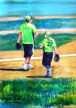 Load image into Gallery viewer, 11x14, watercolor, two figures, detailed background