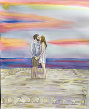 Load image into Gallery viewer, 11x14, watercolor, two figures, detailed background