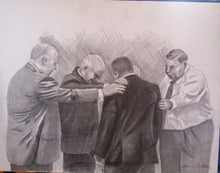Load image into Gallery viewer, 9x12, pencil drawing, group of figures, simple background