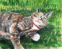 Load image into Gallery viewer, 11x14, watercolor, cat portrait, from photo, portrait of cat