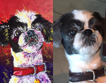 Load image into Gallery viewer, 36x48 textured acrylic, pet portrait, custom painting of dog, oil painting, made to order, from photo, pet, dog, cat