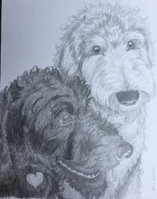 Load image into Gallery viewer, 9x12, custom sketch, from photo, dog, cat, pet portrait, drawing of my pet