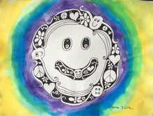 Load image into Gallery viewer, happy face, joy, art, painting, doodle art, zen tangle