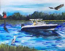 Load image into Gallery viewer, boat painting, painting from photo, 11x14, watercolor painting
