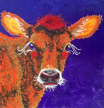 Load image into Gallery viewer, 16x20 textured acrylic painting, Cow, custom painting, from photo, acrylic painting, made to order