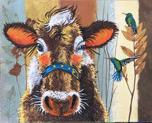 Load image into Gallery viewer, 16x20 textured acrylic painting, Cow, custom painting, from photo, acrylic painting, made to order