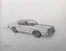 Load image into Gallery viewer, truck drawing, car, sketch, pencil drawing, drawing of a truck, drawing of a car, truck portrait, 9x12