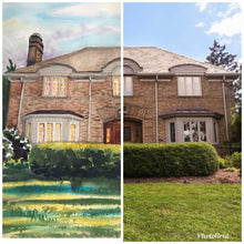 Load image into Gallery viewer, 20x24, custom house painting, watercolor, house portrait, from photo, house