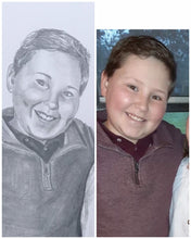 Load image into Gallery viewer, 9x12, pencil drawing, 2 faces