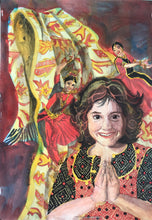 Load image into Gallery viewer, India, little girl, dancers, namaste