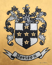 Load image into Gallery viewer, Family crest, coat of arms, custom made, made to order, custom art, painted family crest, painted coat of arms, custom art, 16x20