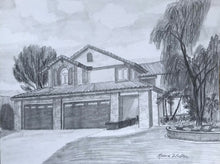 Load image into Gallery viewer, 9x12, house, barn, pencil drawing, house portrait, custom art