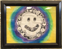 Load image into Gallery viewer, happy face, joy, art, painting, doodle art, zen tangle