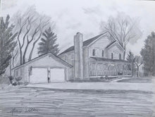 Load image into Gallery viewer, 16x20, Custom art, house drawing, from photo, pencil drawing