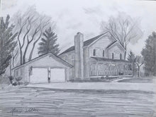 Load image into Gallery viewer, 11x14, drawing of house, made to order, pencil drawing, from photo