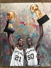 Load image into Gallery viewer, 9x12, 2 people’s faces, acrylics, custom painting, from photo, canvas, portrait, made to order, art, acrylic portrait