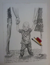 Load image into Gallery viewer, Surrounded By Love, family, drawing, pencil