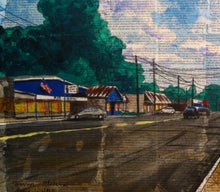 Load image into Gallery viewer, 16x20, street scene, farm, homestead, photo to painting, acrylic illustration, collage, city