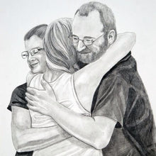 Load image into Gallery viewer, 16x20, pencil drawing, 2 faces