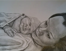 Load image into Gallery viewer, 9x12, pencil drawing, 2 faces