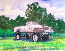 Load image into Gallery viewer, custom painting, from photo, truck, motorcycle, 11x14, watercolor painting, car portrait, painting of a truck