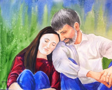 Load image into Gallery viewer, 9x12, watercolor, 2 faces, simple background