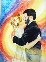 Load image into Gallery viewer, 9x12, watercolor, 2 faces, simple background