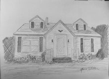 Load image into Gallery viewer, 9x12, house, barn, pencil drawing, house portrait, custom art