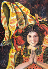 Load image into Gallery viewer, India, little girl, dancers, namaste