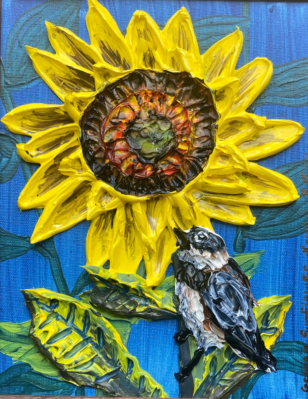 Georgia Sunflower, Chickadee Bird