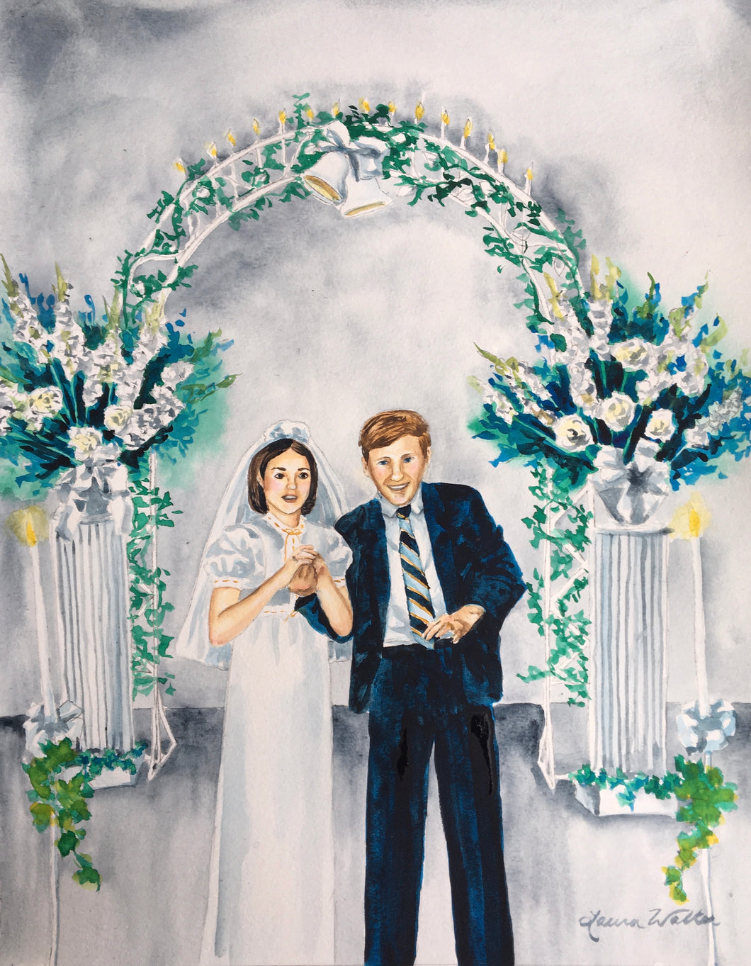 11x14, two people full body, photo to painting, custom painting, painting from photo, watercolor painting
