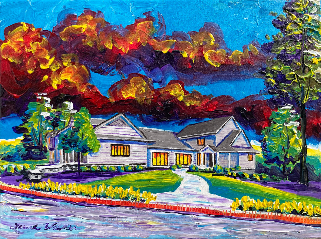 9x12, house, barn, custom painting, painting from photo, house portrait, acrylic painting