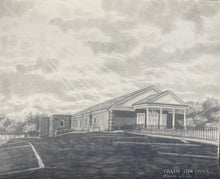 Load image into Gallery viewer, 11x14, church, business, university building, wedding venue, drawing, made to order, pencil drawing, from photo
