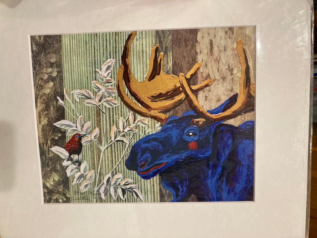 Once in a Blue Moose, blue moose print, reproduction