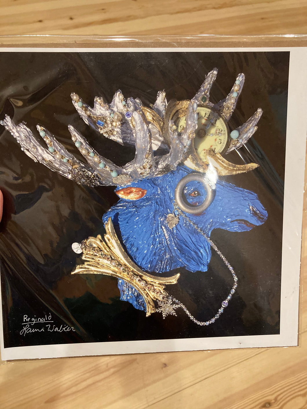 Reginald, blue moose, print, reproduction
