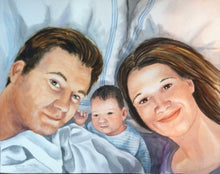 Load image into Gallery viewer, 9x12, watercolor, group of faces, simple background
