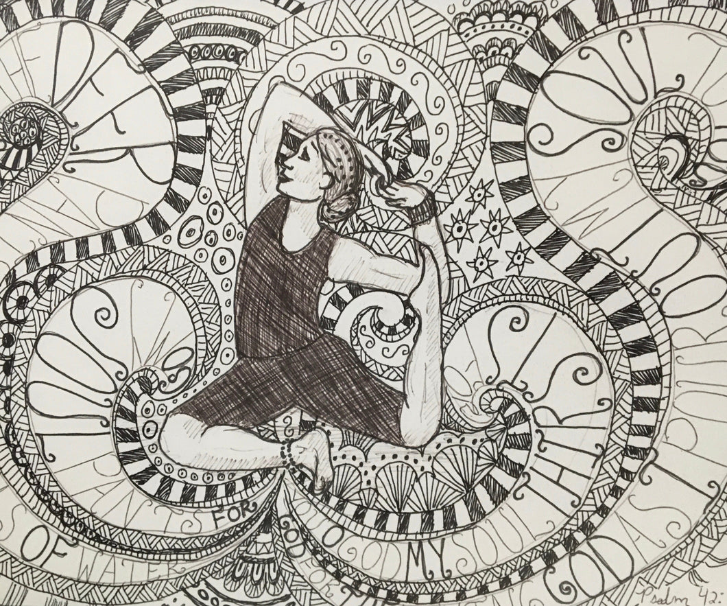 Mermaid, yoga drawing