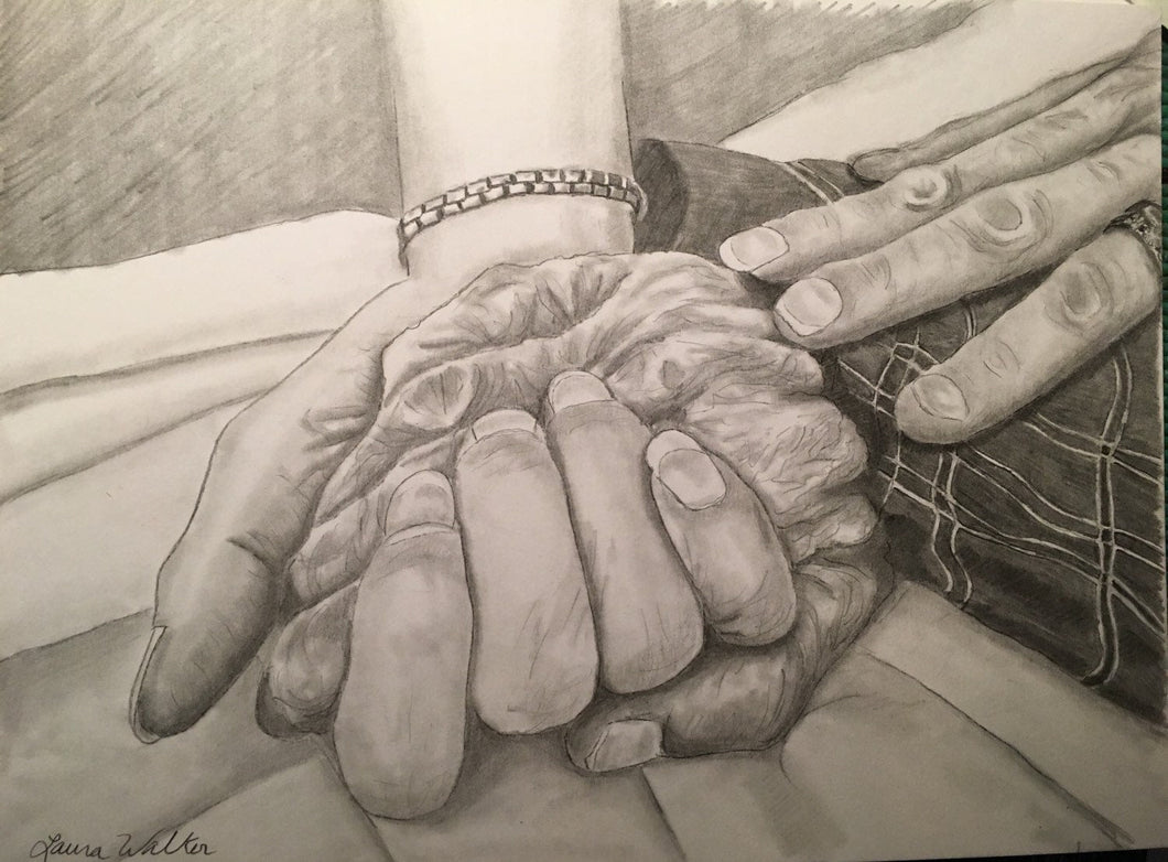 16x20, Hands drawing, custom drawing, drawing from photo, drawing of hands, pencil drawing