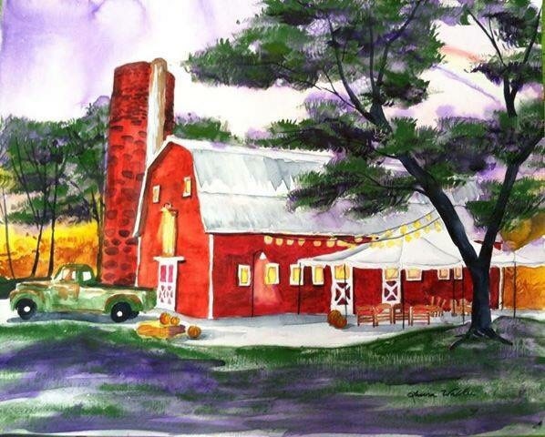 16x20, barn painting, made to order, barn,  custom art, watercolor painting