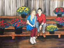 Load image into Gallery viewer, 16x20, two people full body, photo to painting, custom painting, painting from photo, watercolor painting
