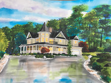 Load image into Gallery viewer, 36x24, house, custom painting, watercolor, house portrait, from photo
