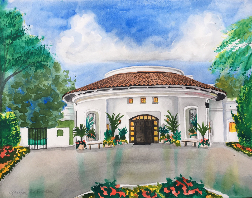 16x20, church, painting of business, wedding venue, university, from photo, custom painting, college, watercolor